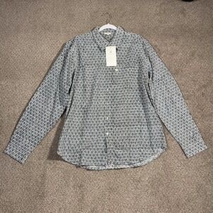 NEW Anokhi Men's Shirt Button Up Paisley Casual Long Sleeve XL Blue/Green/White